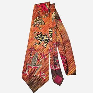 Vintage World Wildlife Fund (WWF) Frog Men's Silk Necktie from the 90s